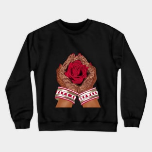 Desi mehndi henna hands with a rose and bangles Crewneck Sweatshirt